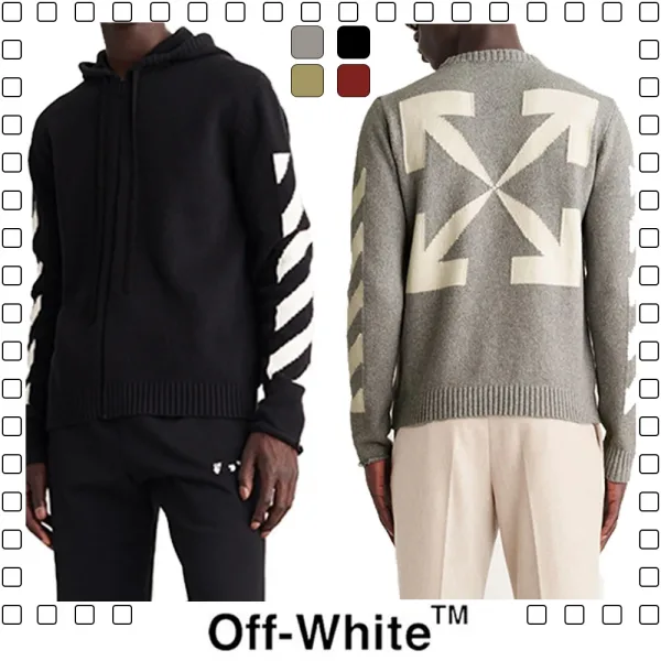 70%OFF Off-White Diag knitwear オフホワイト ストライプ セーター レディース メンズ　ニット トップス 4色